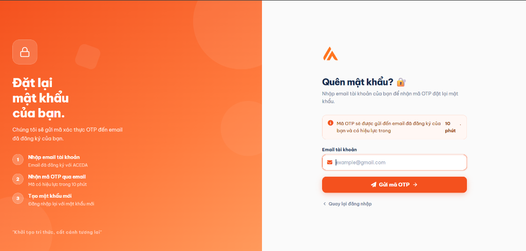 Giao diện Quên mật khẩu