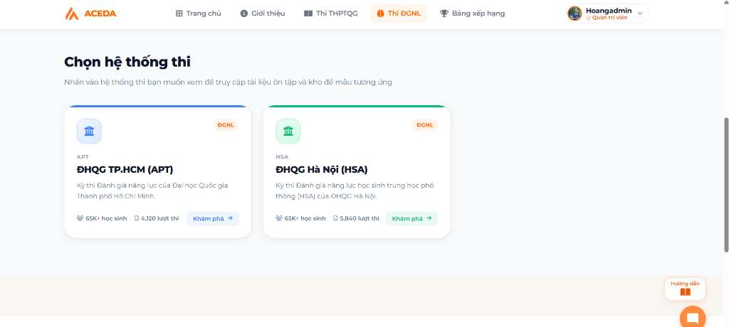 Chọn hệ thống thi ĐGNL